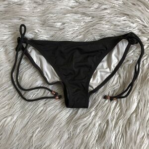 Eberyjey Swim Truffle Brown Ruched Tie So Solid Kate Bikini Bottoms NWT Size L